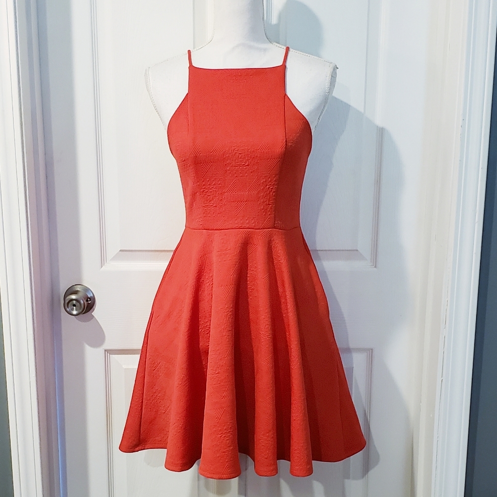 NWT FAB'RIK Red Strappy Skater Dress w/Pockets